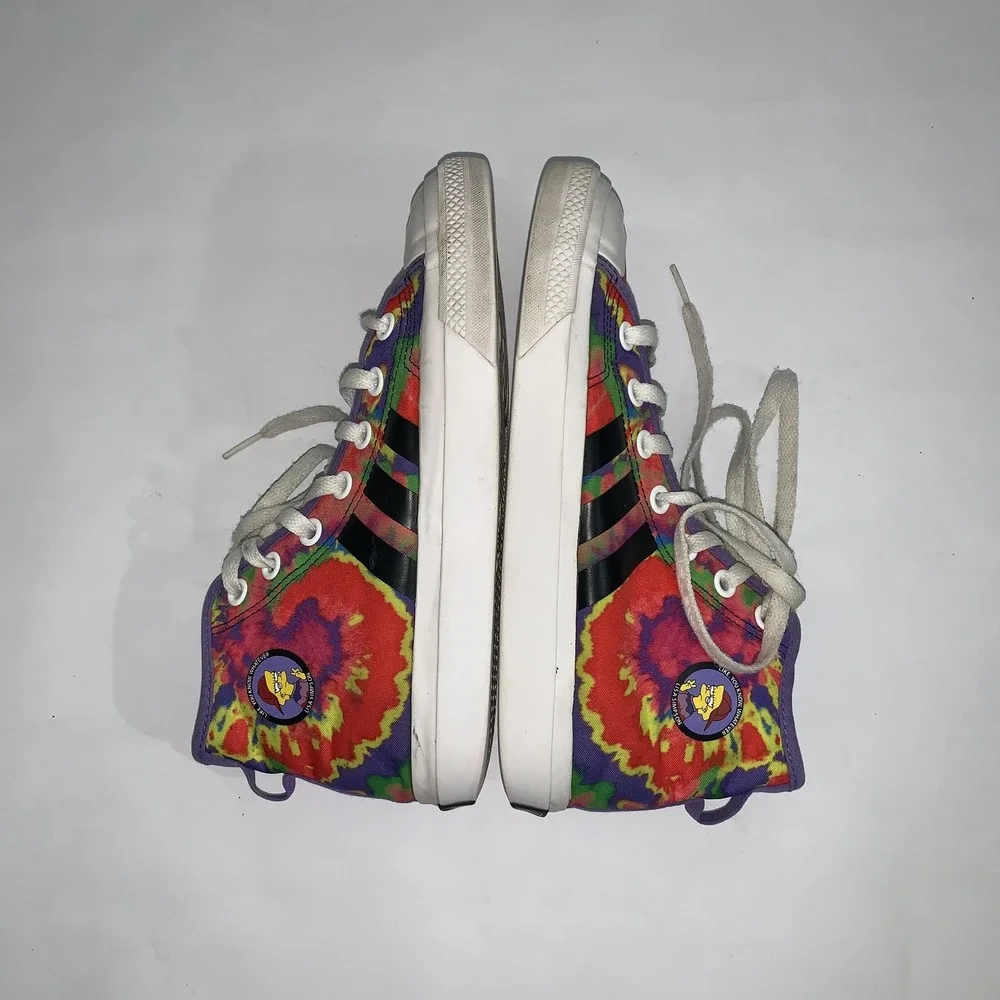 Adidas The Simpsons Nizza Sneakers Youth 6 Purple Tie Dye High Top Shoes